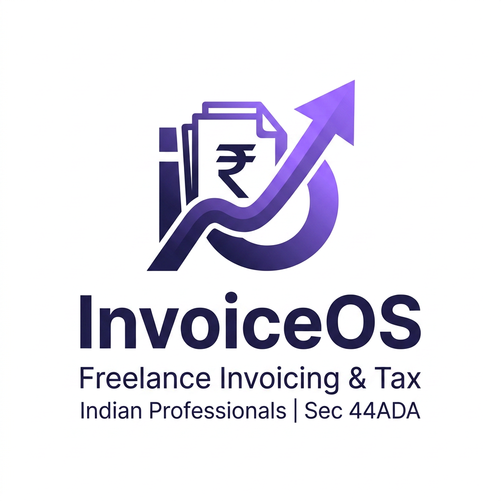 AI Design for create a logo for my web application, app name is "InvoiceOS", it is for
Freelance invoicing and tax management for Indian professionals. Built for Section 44ADA (presumptive taxation) with multi-currency support, advance tax tracking, and Excel invoice export. Logo should be in SVG format, current application therem include white and purple colors