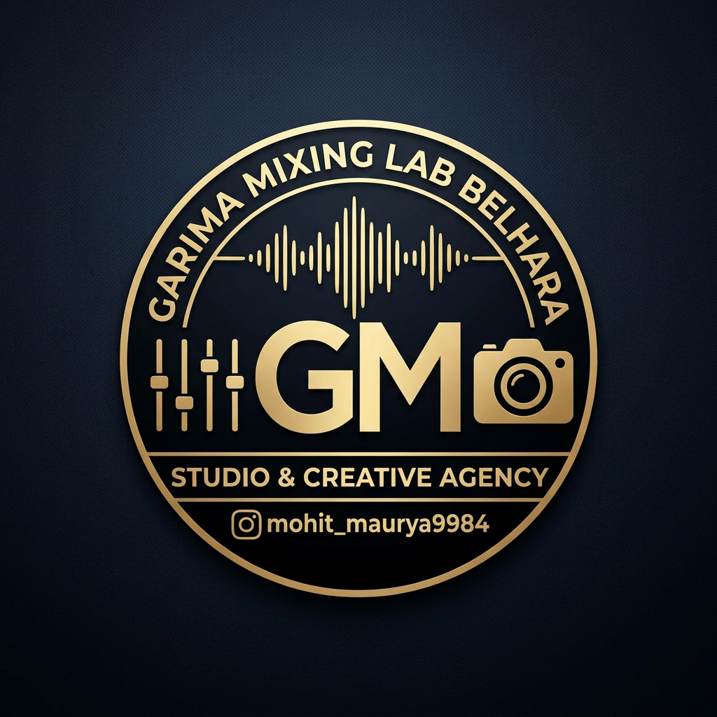 AI Design for make my studio logo garima mixing lab belhara instagram id mohit_maurya9984