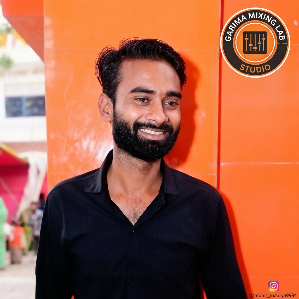 AI Design for make my studio logo garima mixing lab belhara instagram id mohit_maurya9984