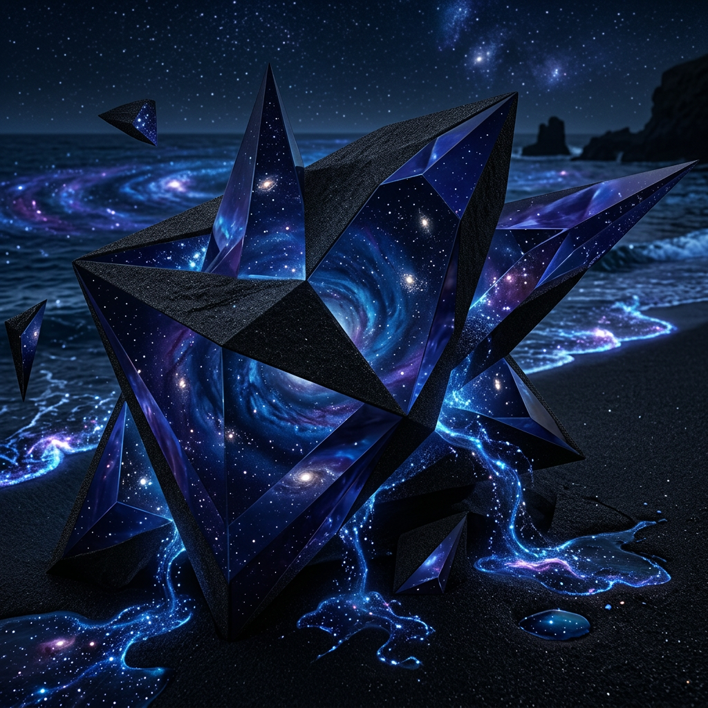 AI Design for i need this white logo i pastec to be turned into the kind of bluish starry ocean blackshores vibe
