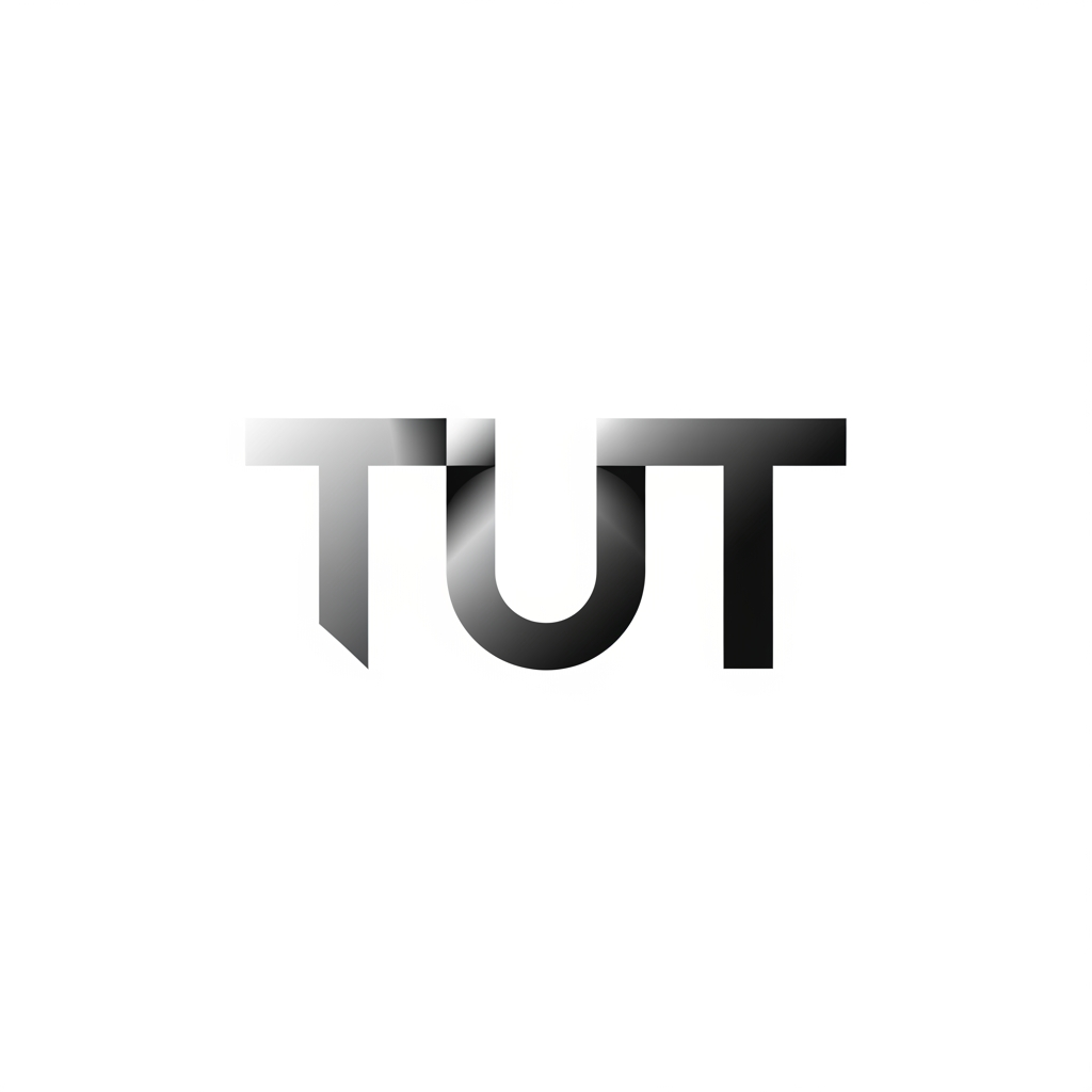 AI Design for create a logo, minimalistic, monochrome, grey, non flat, gradient, modern look, sleek, appropriate font
using the initials TUT