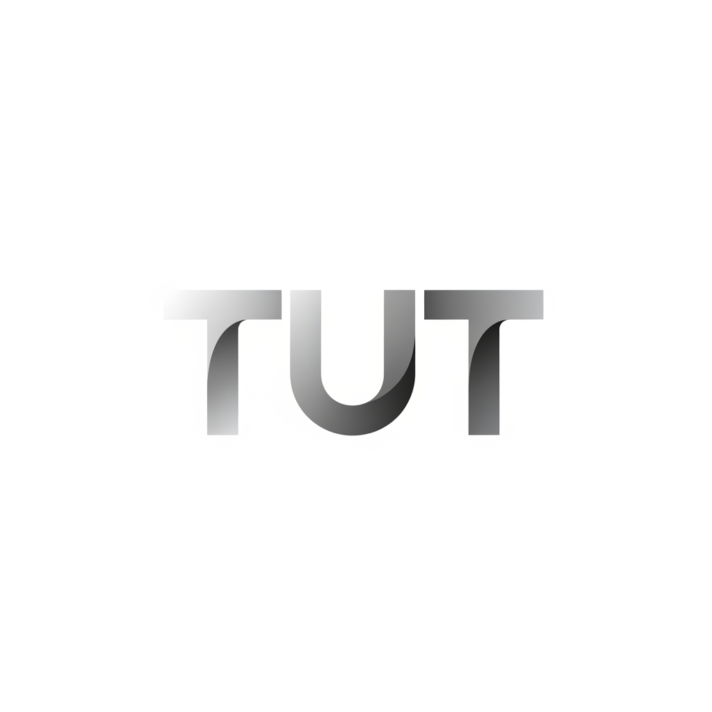AI Design for create a logo, minimalistic, monochrome, grey, non flat, gradient, modern look, sleek, appropriate font
using the initials TUT