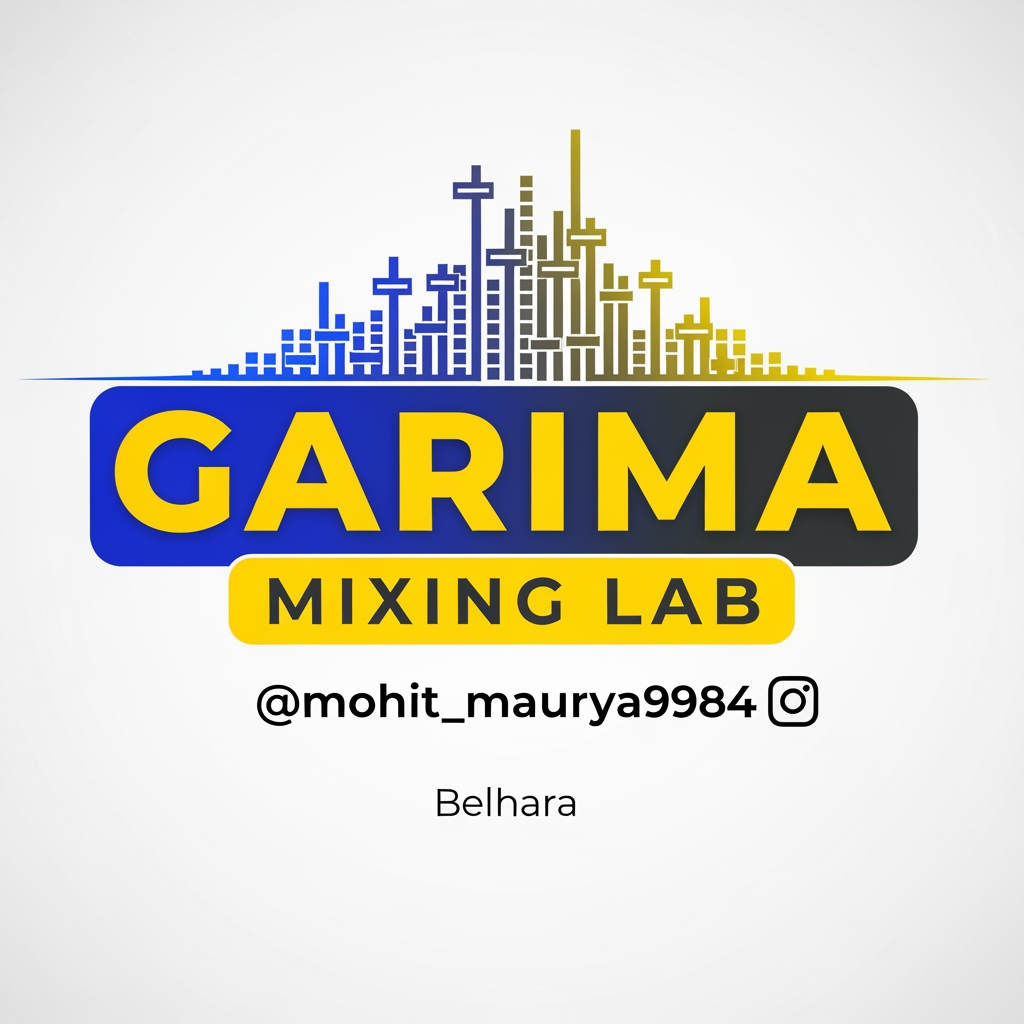 AI Design for make my studio logo garima mixing lab belhara instagram id mohit_maurya9984