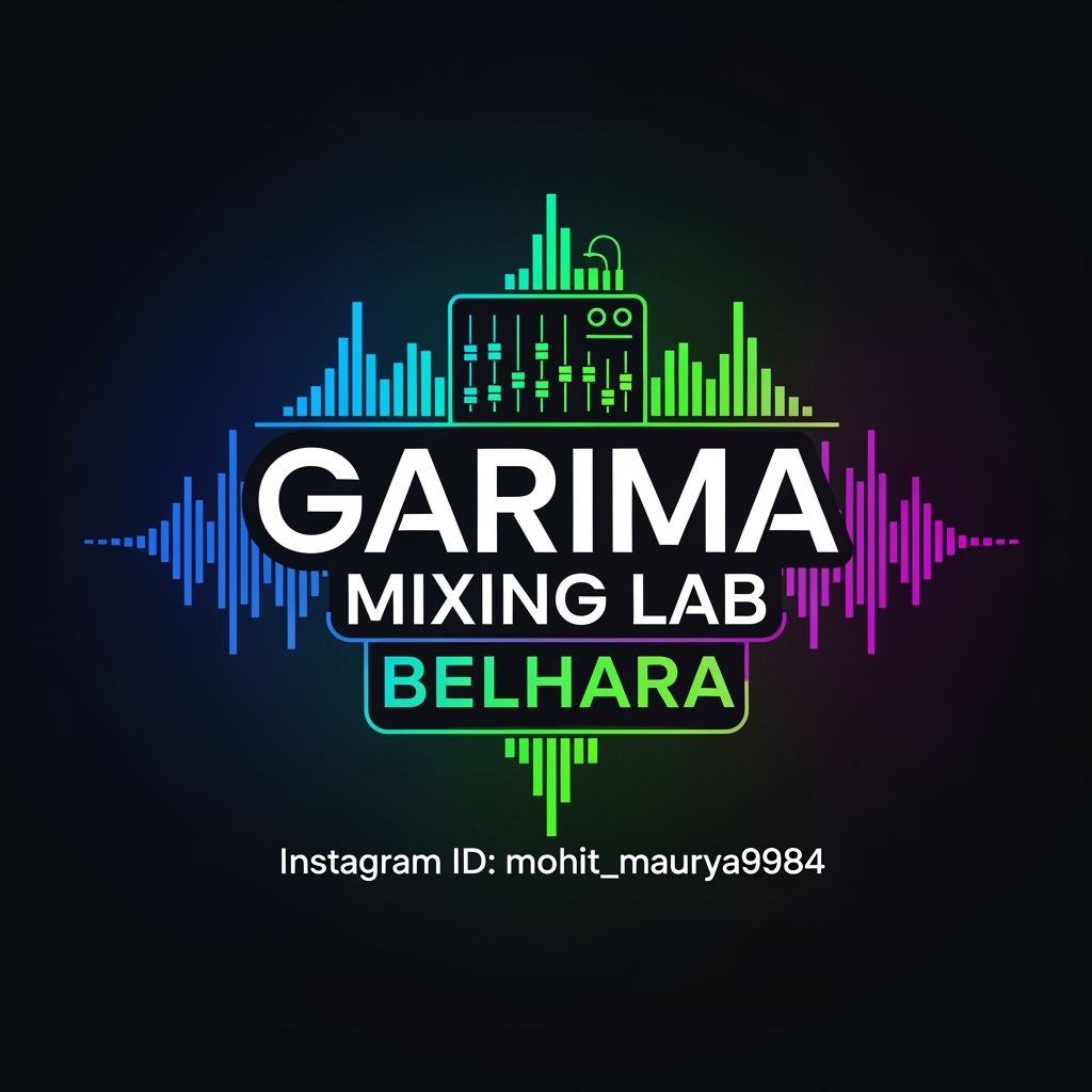 AI Design for make my studio logo garima mixing lab belhara instagram id mohit_maurya9984