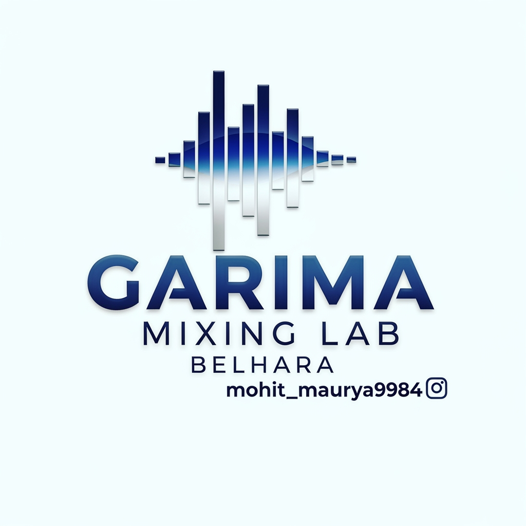 AI Design for make my studio logo garima mixing lab belhara instagram id mohit_maurya9984