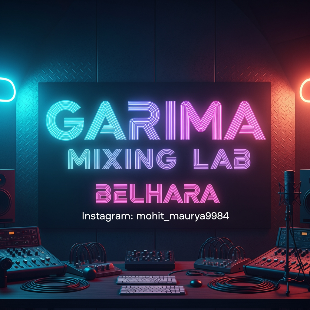 AI Design for make my studio logo garima mixing lab belhara instagram id mohit_maurya9984