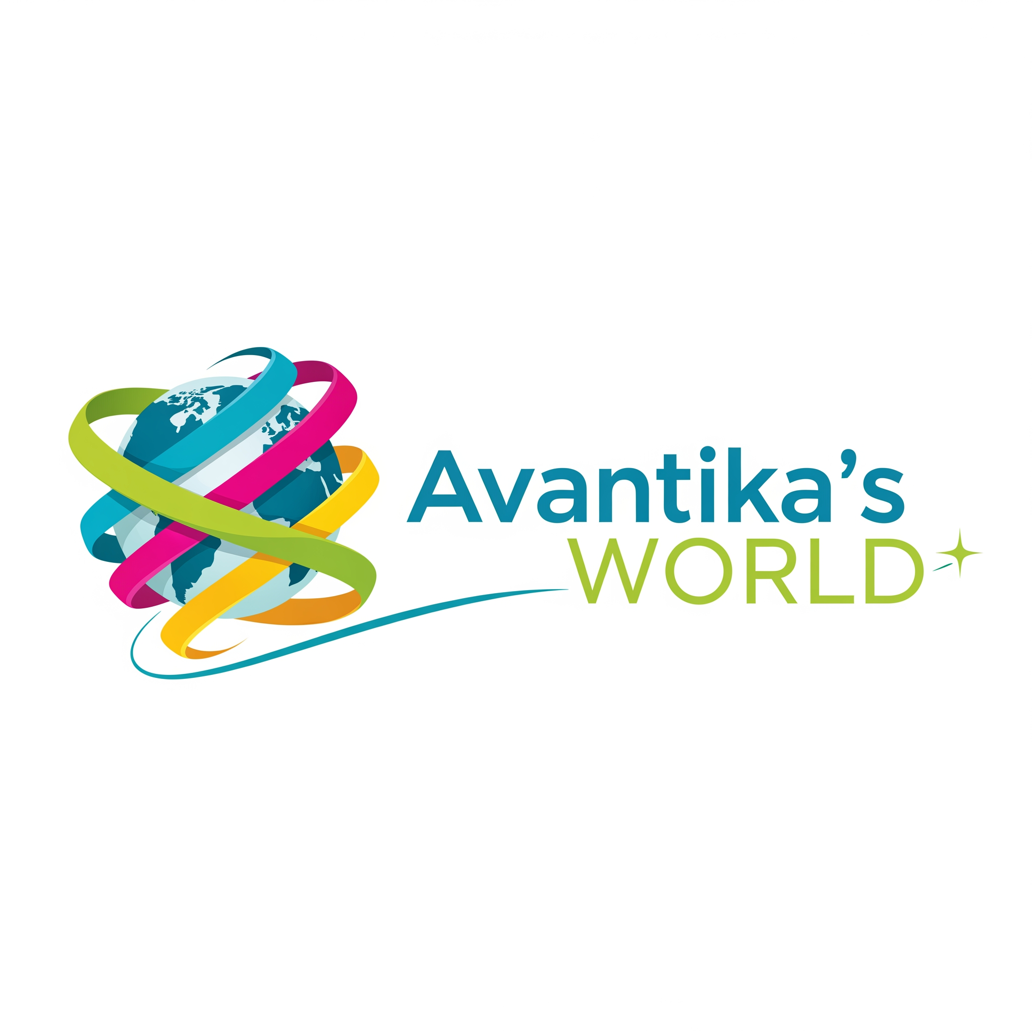AI Design for generate a beautiful artistic logo for my reel brand "Avantika's World" ,must be colorful,catchy and modern in style