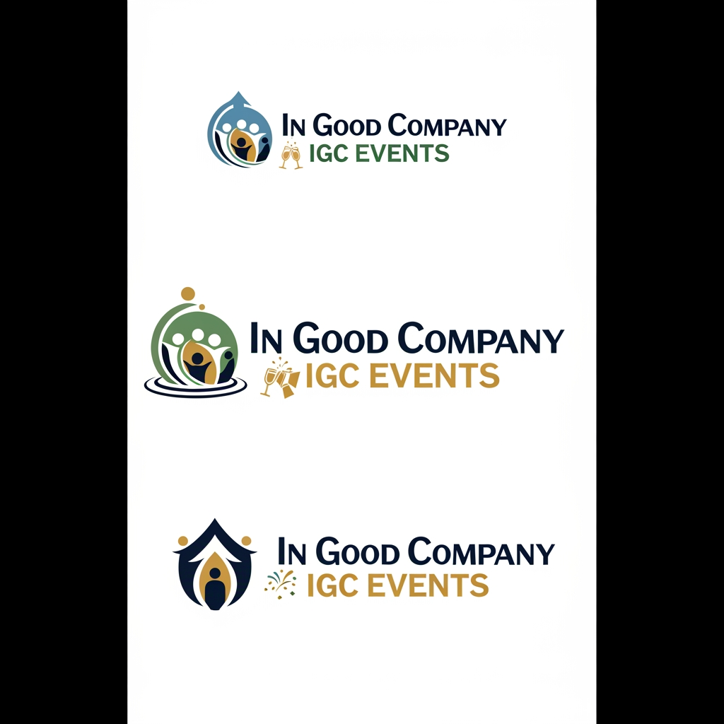 AI Design for make a logo for a event company with the name "In Good Company" or "IGC" events.