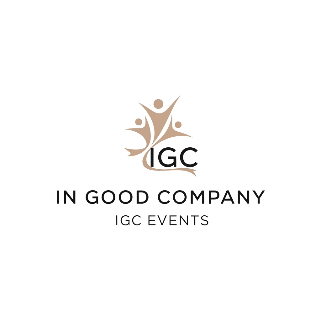 AI Design for make a logo for a event company with the name "In Good Company" or "IGC" events.