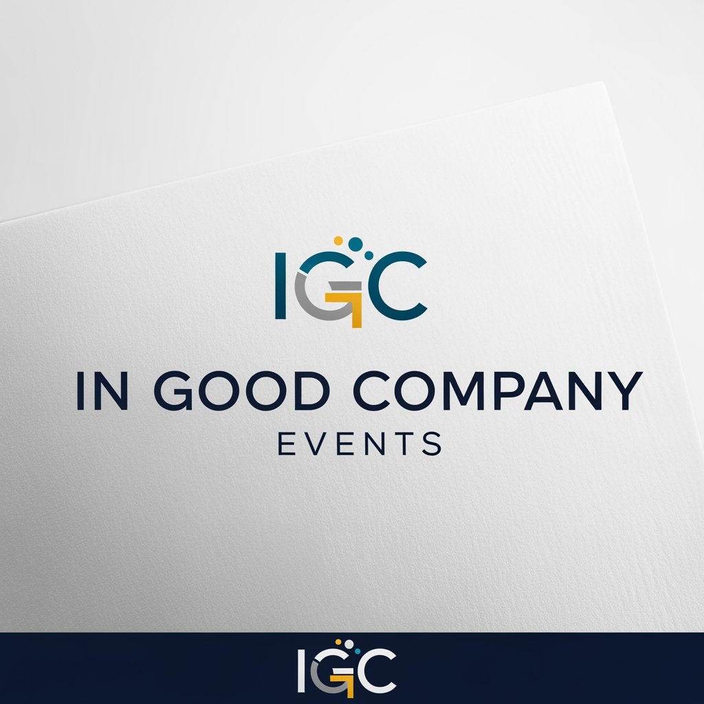 AI Design for make a logo for a event company with the name "In Good Company" or "IGC" events.