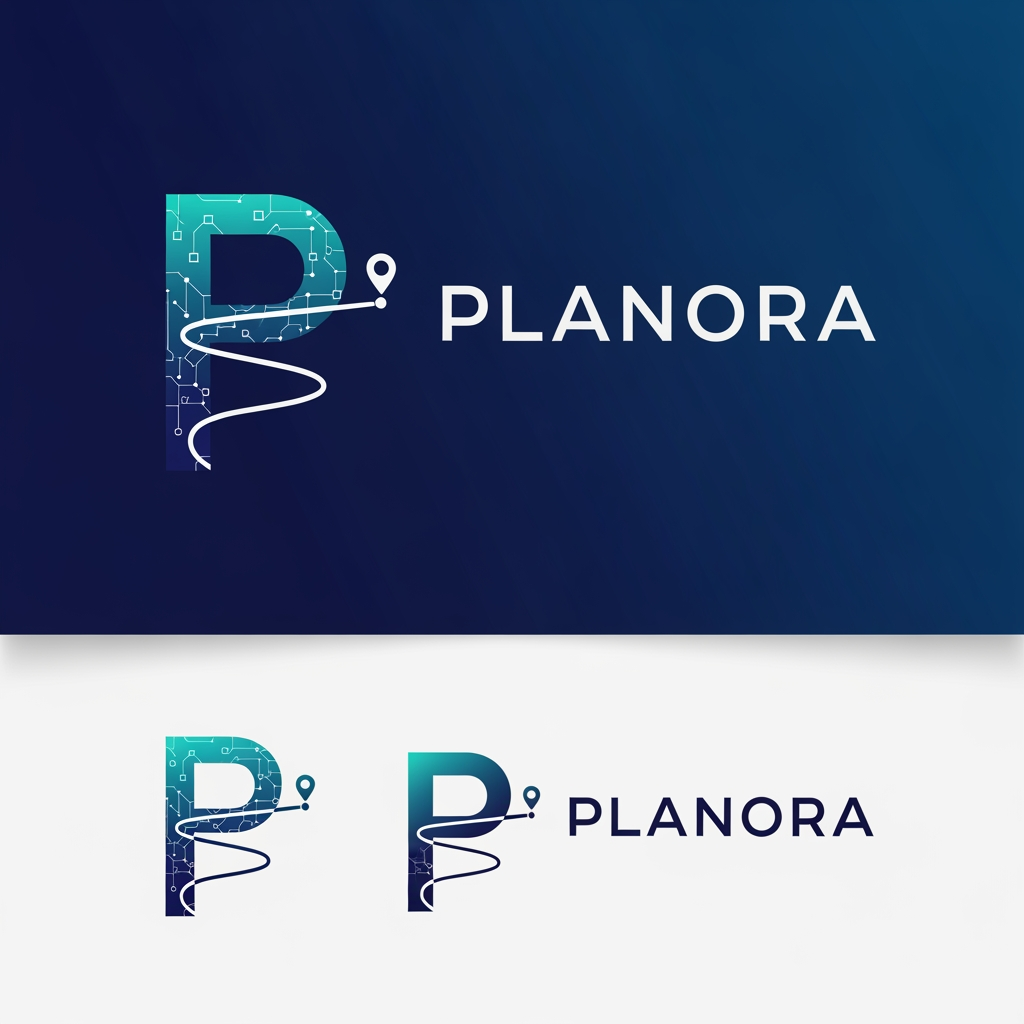 AI Design for Design a premium, modern, minimalist logo for an AI-powered travel planning app called Planora.
The logo should represent smart travel, seamless planning, exploration, adventure, and AI intelligence. Combine elements of a location pin, compass, route path, globe, airplane, or abstract navigation symbol into a clean and memorable mark.
Style: Minimalist, luxury tech startup, modern SaaS branding, elegant and scalable.
Color Palette:
Deep Ocean Blue (#0A2540)
Vibrant Teal (#00C2A8)
White accents
Optional subtle gradient for premium feel
Typography:
Custom geometric sans-serif font
Clean, futuristic, and trustworthy
Similar quality to top tech brands like Airbnb, Notion, and Stripe
The logo should look equally strong as:
Mobile app icon
Website favicon
App splash screen
Social media profile image
Billboard and marketing materials
Avoid:
Generic airplane-only logos
Overly complex illustrations
Clipart style graphics
Excessive colors
Desired feeling:
Intelligent, premium, adventurous, innovative, global, trustworthy, memorable, and venture-backed startup quality.
Create 4 variations:
Wordmark Logo
Symbol + Wordmark
App Icon Only
Luxury Monogram "P" integrated with a route path and AI-inspired geometric elements.
Design quality should be comparable to a unicorn startup valued at over $1B, suitable for investors, global users, and App Store featuring.
Extra premium concept:
Create a unique "P" symbol where the curve of the P transforms into a travel route, ending in a location pin, while subtle AI circuit patterns are embedded within the geometry. The icon should instantly communicate "AI Travel Planning" without needing text.