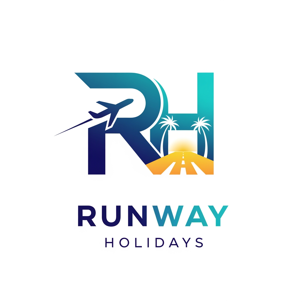 AI Design for create a logo for runway holidays Travel related logo use R& H text