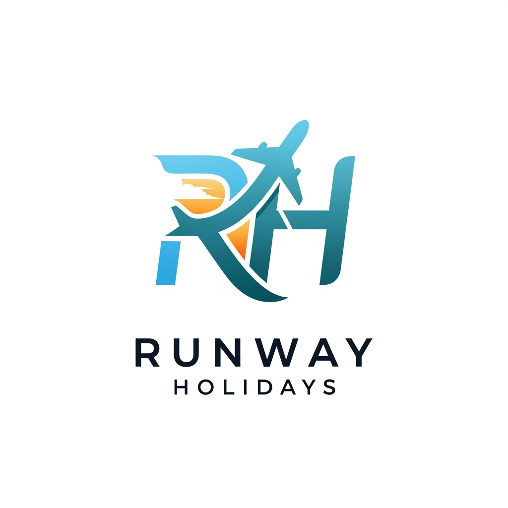 AI Design for create a logo for runway holidays Travel related logo use R& H text
