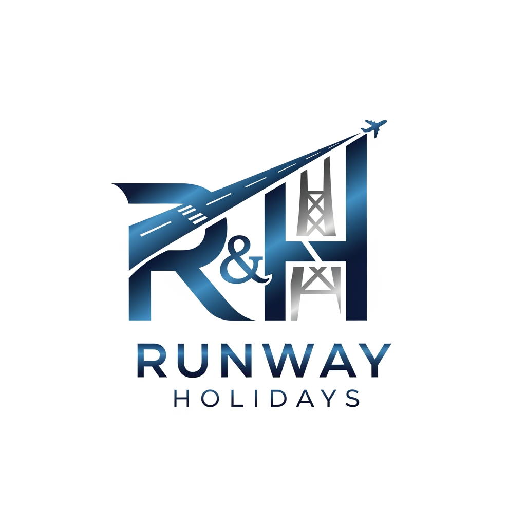 AI Design for create a logo for runway holidays Travel related logo use R& H text