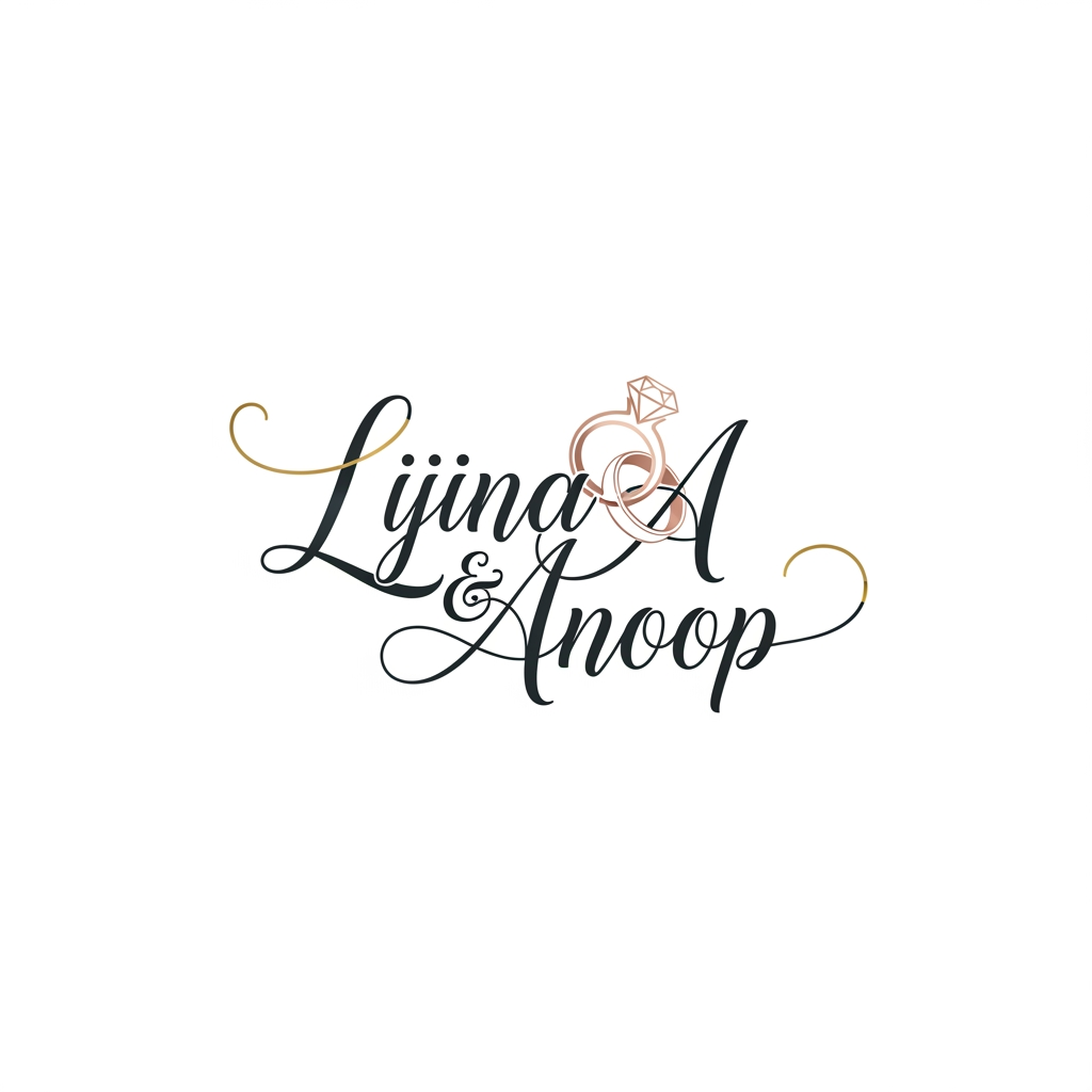 AI Design for LIJINA ANOOP i want to create a unique lettering and logo for our wedding ring naming