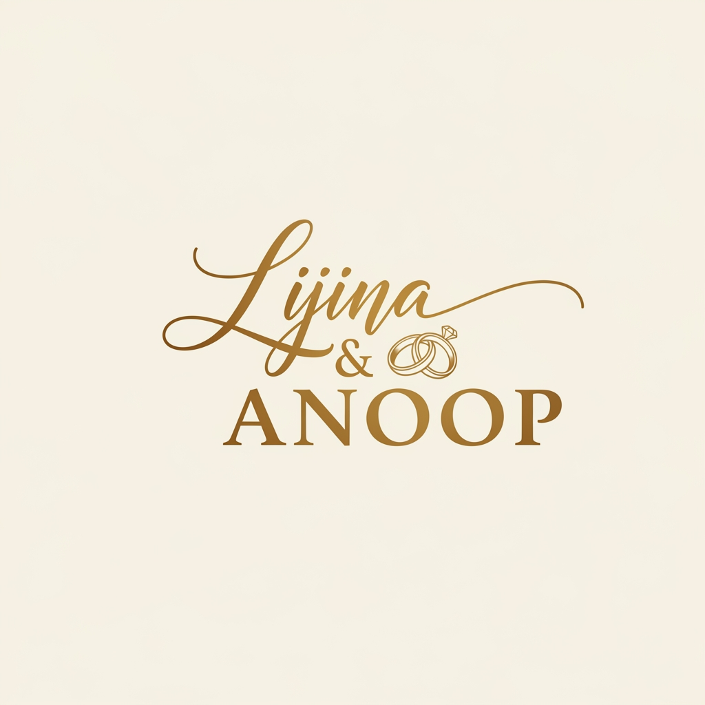 AI Design for LIJINA ANOOP i want to create a unique lettering and logo for our wedding ring naming