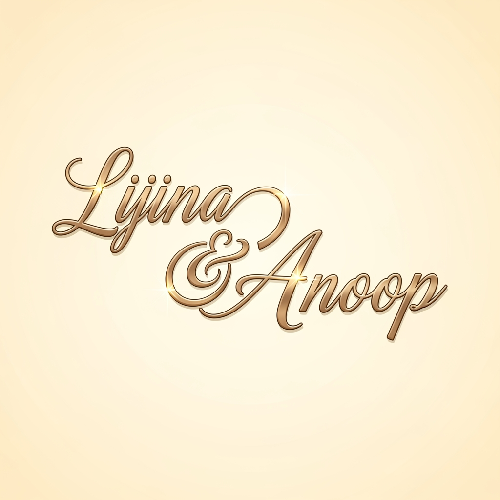 AI Design for LIJINA ANOOP i want to create a unique lettering and logo for our wedding ring naming