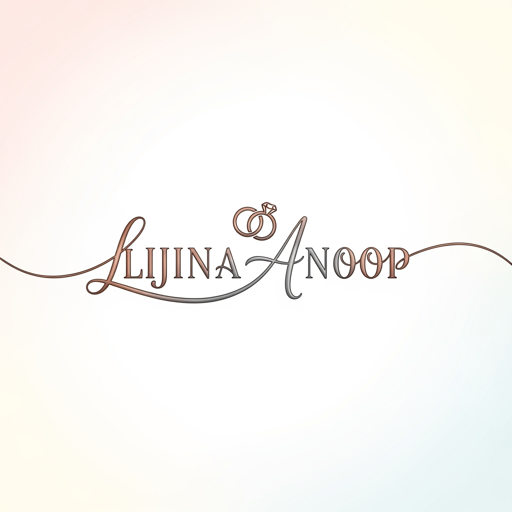 AI Design for LIJINA ANOOP i want to create a unique lettering and logo for our wedding ring naming