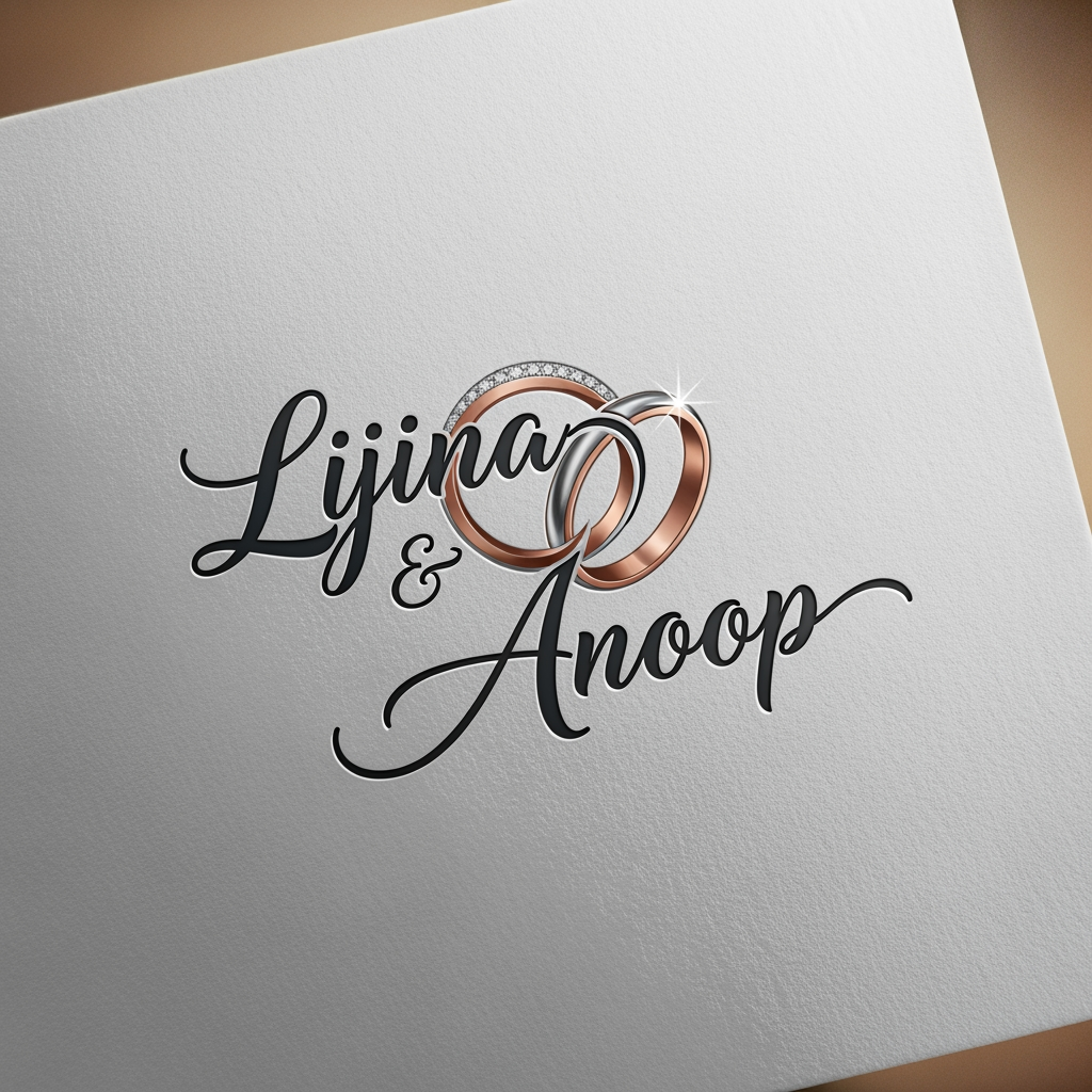 AI Design for LIJINA ANOOP i want to create a unique lettering and logo for our wedding ring naming