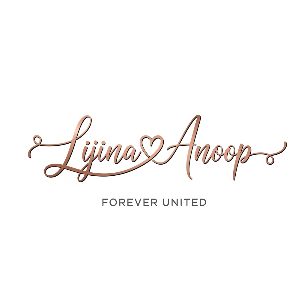 AI Design for LIJINA ANOOP i want to create a unique lettering and logo for our wedding ring naming