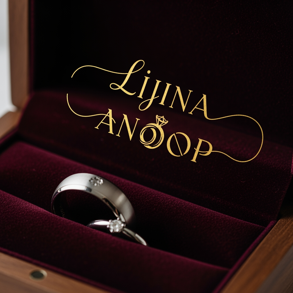 AI Design for LIJINA ANOOP i want to create a unique lettering and logo for our wedding ring naming
