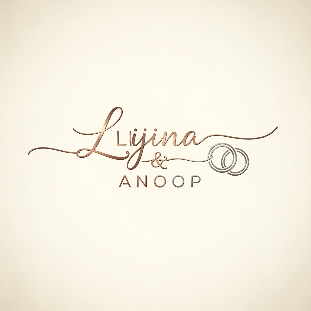 AI Design for LIJINA ANOOP i want to create a unique lettering and logo for our wedding ring naming