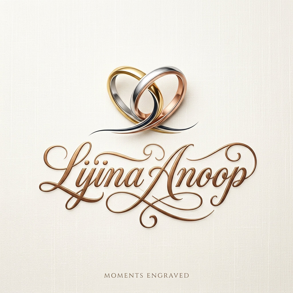AI Design for LIJINA ANOOP i want to create a unique lettering and logo for our wedding ring naming