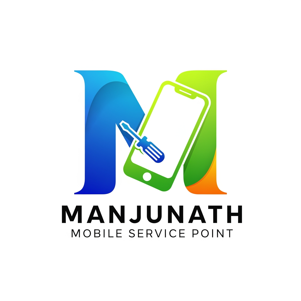 AI Design for manjunath mobile service point just create the logo , make it colourful and attractable and make sure that the logo contains "M" and mobile and screw driver sticker and the logo should be modern and very unique