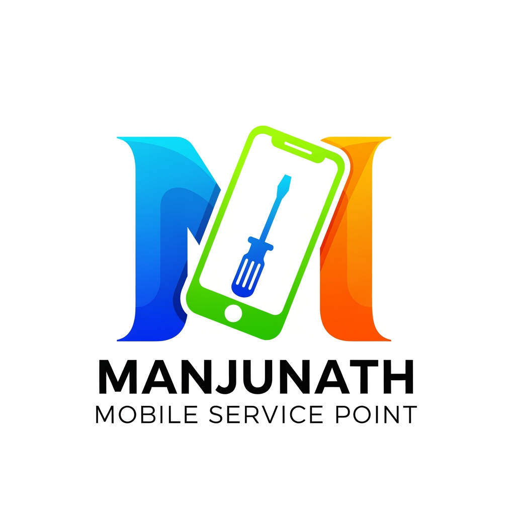 AI Design for manjunath mobile service point just create the logo , make it colourful and attractable and make sure that the logo contains "M" and mobile and screw driver sticker and the logo should be modern and very unique