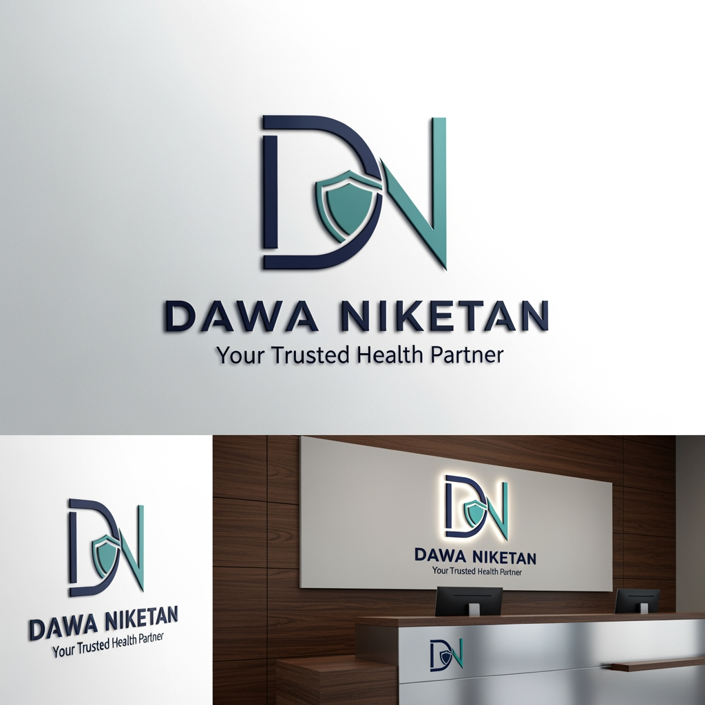 AI Design for Design a premium, minimalist, and memorable logo for "Dawa Niketan Medical Shop".
Requirements:
* Main logo should be based on the initials "DN".
* Modern monogram style with clean geometric lines.
* Simple, aesthetic, and timeless design.
* Must symbolize healthcare, trust, wellness, and care without looking generic.
* Avoid obvious medical crosses dominating the design.
* Integrate a subtle healthcare element creatively within the letters (such as a shield, heartbeat line, capsule shape, leaf, caring hand, or protection symbol).
* Create a strong standalone icon that can be used on shop boards, medicine bags, invoices, website, and social media.
* Premium 3D mockup presentation with realistic depth and shadows.
* Vector-style logo suitable for printing and signage.
Color Palette Options (choose one):
1. Deep Navy Blue + Teal
2. Emerald Green + Gold
3. Royal Blue + Silver
4. Dark Forest Green + Champagne Gold
5. Charcoal Black + Medical Green
Style:
* Luxury healthcare branding
* Minimalist
* Professional
* Elegant
* High-end pharmacy identity
Typography:
* Clean sans-serif or premium serif font
* "DAWA NIKETAN" prominently displayed
* Optional tagline: "Your Trusted Health Partner"
Background:
* White background for logo presentation
* Additional premium 3D signage mockup on a pharmacy reception desk
The final logo should feel as premium as Apollo Pharmacy, Tata 1mg, and modern healthcare brands while remaining unique and instantly recognizable.