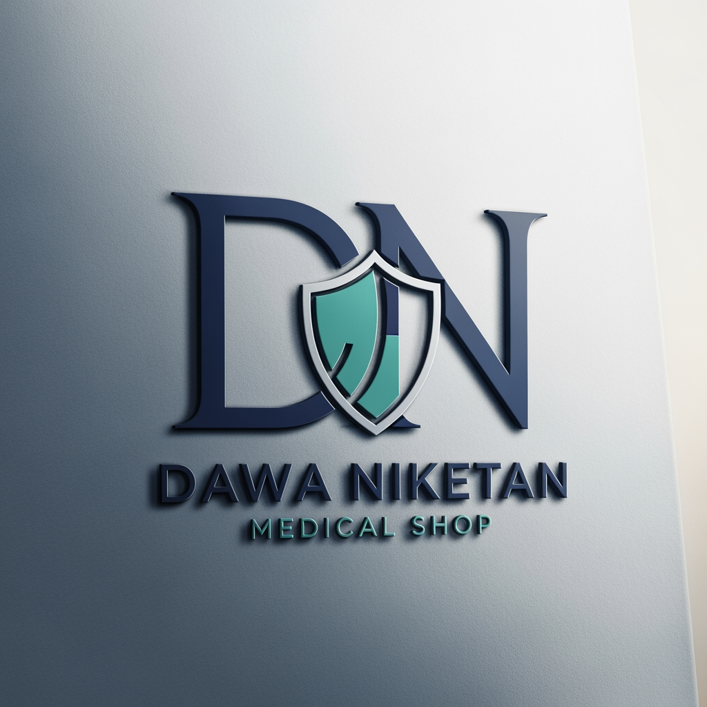 AI Design for Design a premium, minimalist, and memorable logo for "Dawa Niketan Medical Shop".
Requirements:
* Main logo should be based on the initials "DN".
* Modern monogram style with clean geometric lines.
* Simple, aesthetic, and timeless design.
* Must symbolize healthcare, trust, wellness, and care without looking generic.
* Avoid obvious medical crosses dominating the design.
* Integrate a subtle healthcare element creatively within the letters (such as a shield, heartbeat line, capsule shape, leaf, caring hand, or protection symbol).
* Create a strong standalone icon that can be used on shop boards, medicine bags, invoices, website, and social media.
* Premium 3D mockup presentation with realistic depth and shadows.
* Vector-style logo suitable for printing and signage.
Color Palette Options (choose one):
1. Deep Navy Blue + Teal
2. Emerald Green + Gold
3. Royal Blue + Silver
4. Dark Forest Green + Champagne Gold
5. Charcoal Black + Medical Green
Style:
* Luxury healthcare branding
* Minimalist
* Professional
* Elegant
* High-end pharmacy identity
Typography:
* Clean sans-serif or premium serif font
* "DAWA NIKETAN" prominently displayed
* Optional tagline: "Your Trusted Health Partner"
Background:
* White background for logo presentation
* Additional premium 3D signage mockup on a pharmacy reception desk
The final logo should feel as premium as Apollo Pharmacy, Tata 1mg, and modern healthcare brands while remaining unique and instantly recognizable.