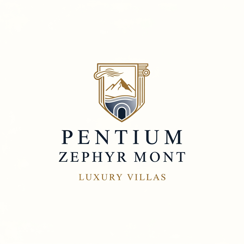 AI Design for I WANT LUXURY TYPE LOGO FOR "PENTIUM ZEPHYR MONT LUXURY VILLAS".