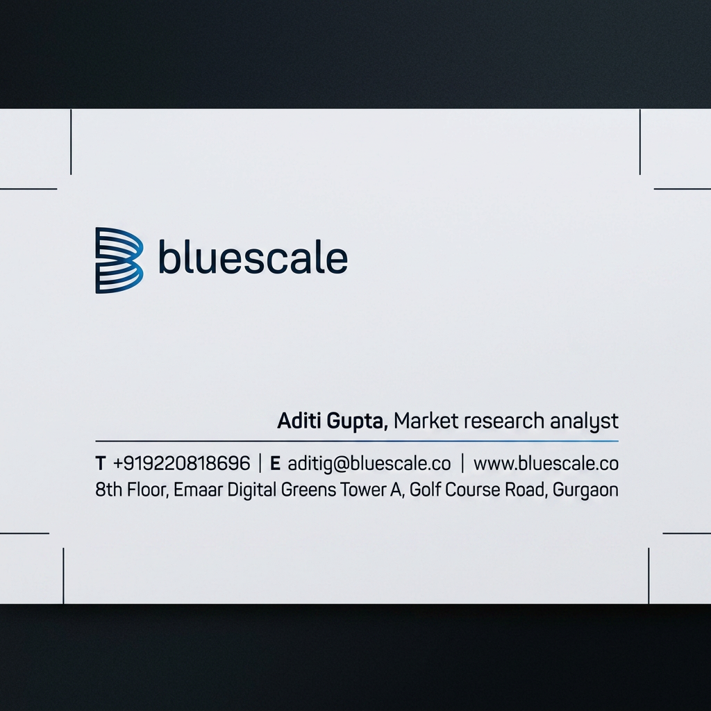 AI Design for can you replace manish shrivastva to Aditi Gupta, Market research analyst T +919220818696 | E aditig@bluescale.co | www.bluescale.co 8th Floor, Emaar Digital Greens Tower A, Golf Course Road, Gurgaon keep everything same just replace the written part to this mentioned here ( Rest let everything be the same