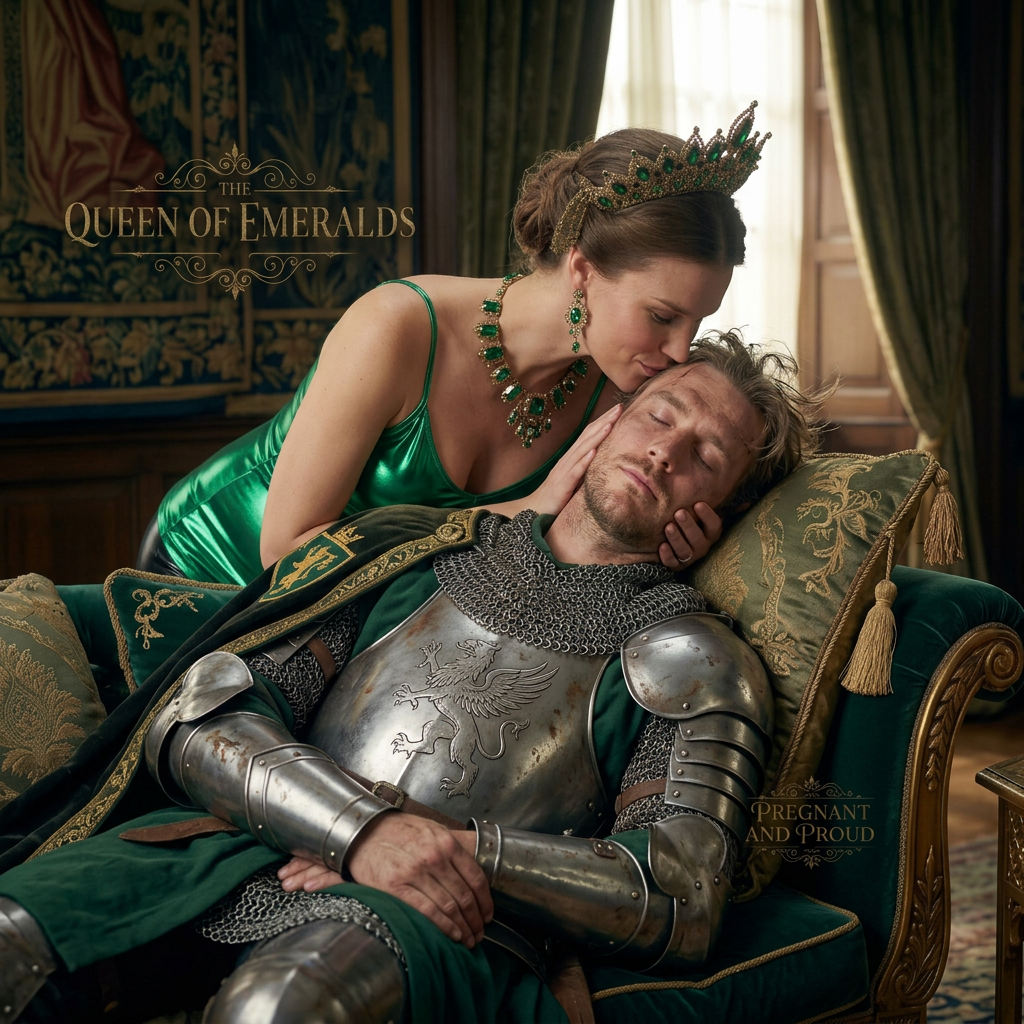 AI Design for this beautiful queen of emerald is who is kissing a sleepy knight