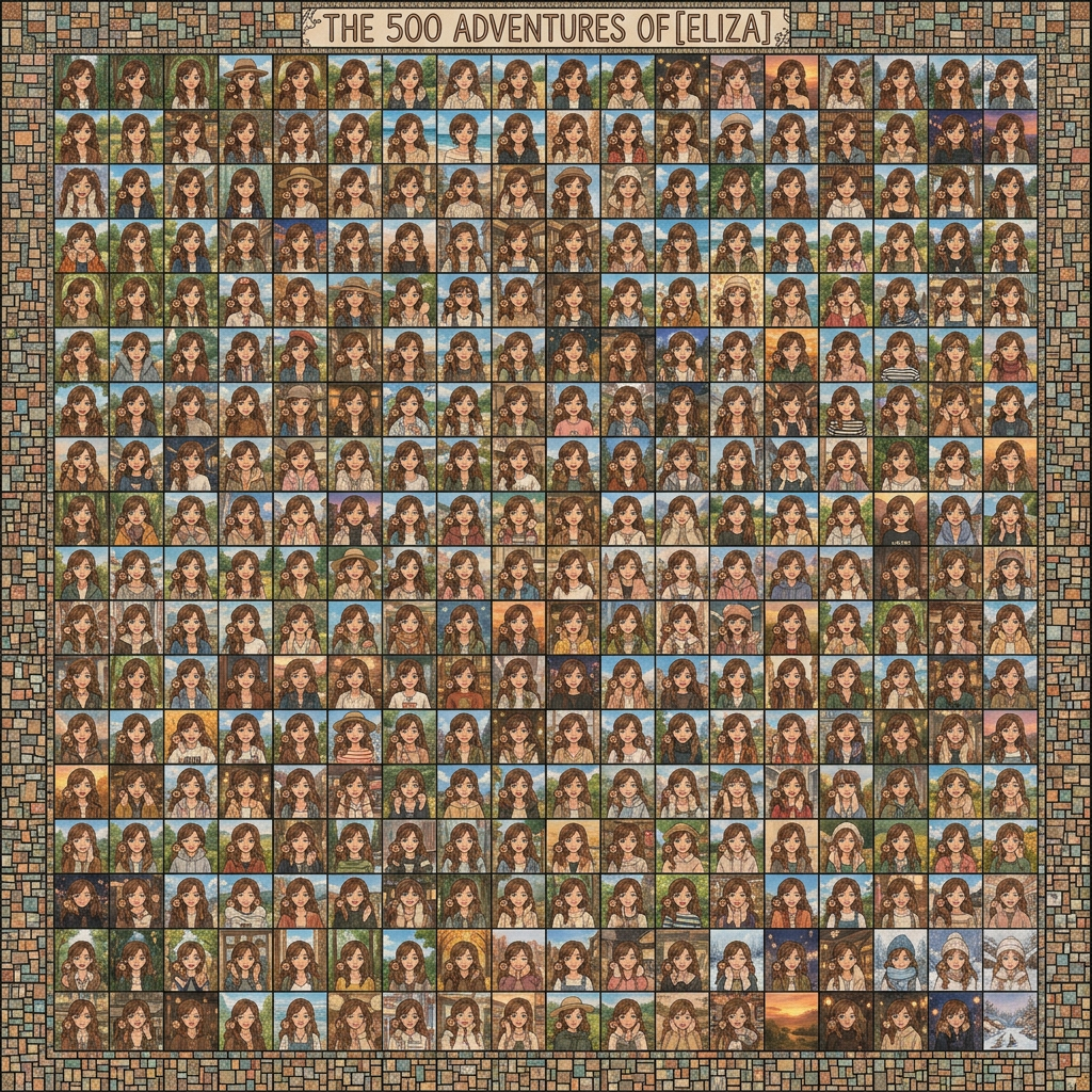 AI Design for creame una imagen animada de este tipo con la chica que sale con el pelo marron 500 opciones
