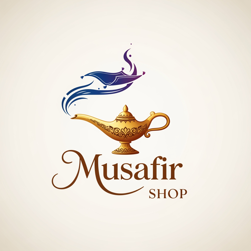 AI Design for Musafir Shop name make a logo