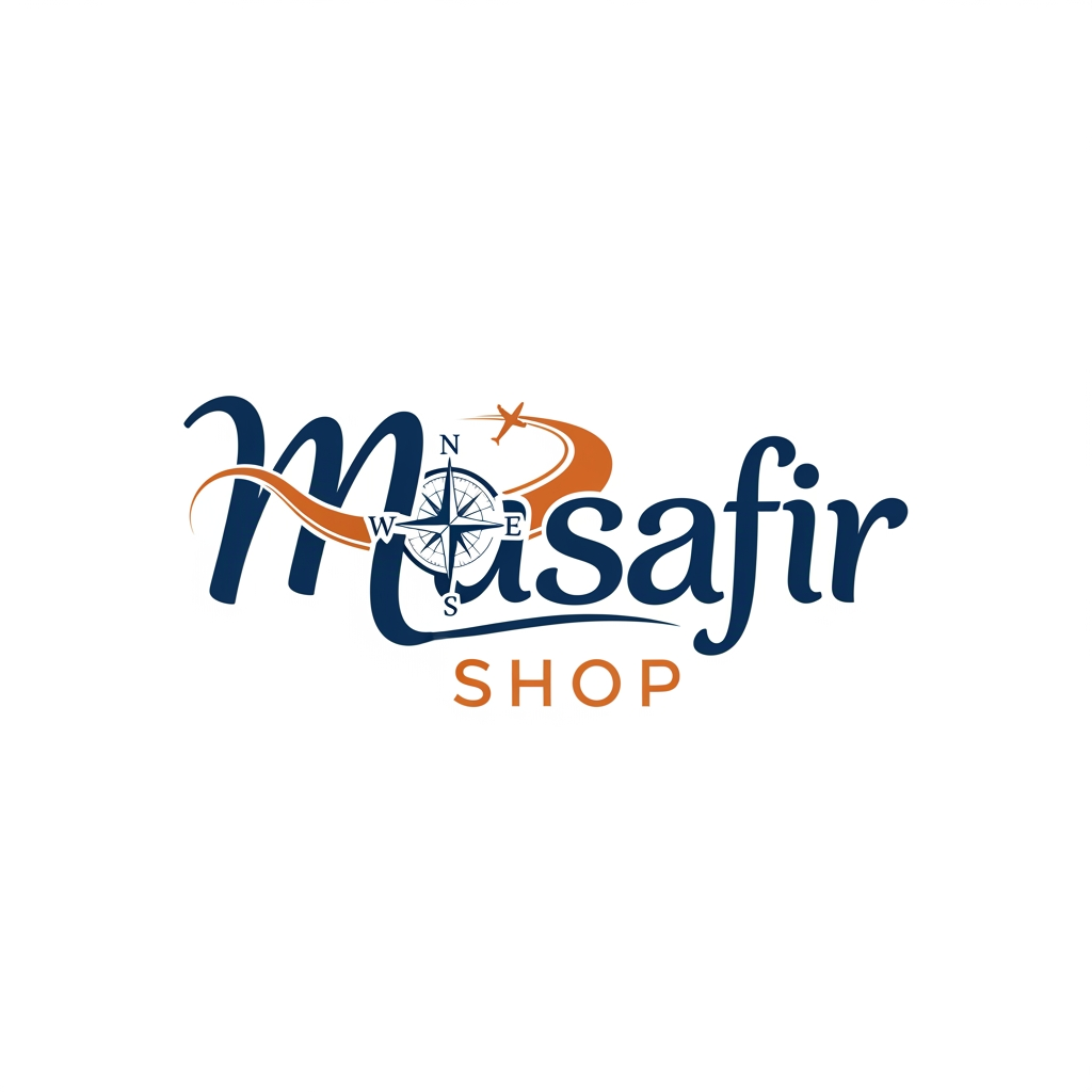 AI Design for Musafir Shop name make a logo