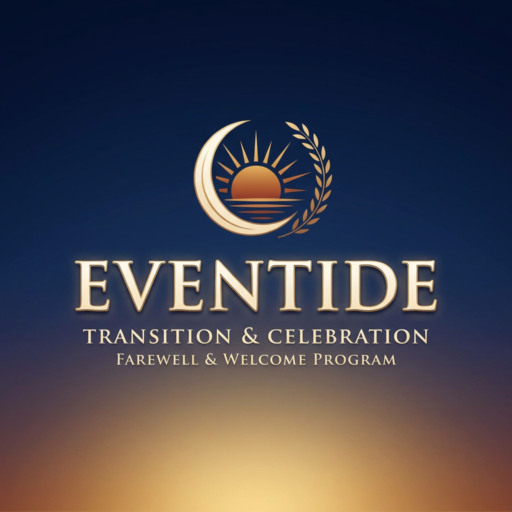 AI Design for task- design a logo for my upcoming programme 




1. Core Event Details

Event Name: EVENTIDE
Purpose: A formal transition program dedicated to giving a farewell to old members and welcoming new leaders, and celebrate the end of year / session 

2. Design & Aesthetics

Style: clean Classic, formal, and eye-catching. It needs , high-end look without looking cheap or overly corporate.

Key Symbol: analysis the word eventide then select s symbol according to this 
Typography:Bold, clean, strong, typography for the word "EVENTIDE".

be creative , unique