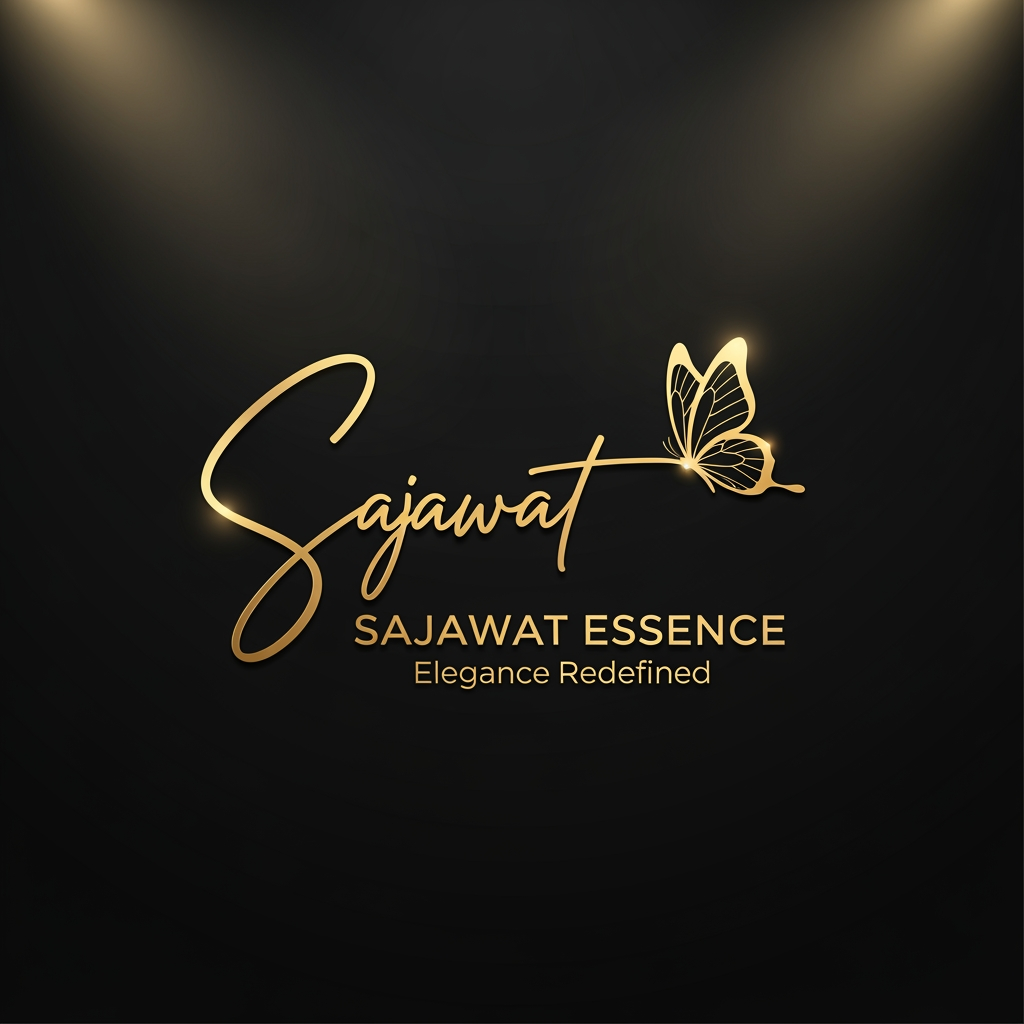 AI Design for Create an ultra-luxury beauty artist logo for "Sajawat Essence" featuring a graceful handwritten signature-style letter "S" seamlessly flowing into elegant luxury typography. Sophisticated feminine aesthetic, premium beauty and makeup artist branding, minimalist yet unforgettable.
Include a delicate luxury butterfly integrated naturally into the design, not oversized, symbolizing beauty, elegance, transformation, and femininity. The butterfly should feel refined, artistic, and high-end.
Premium metallic gold foil finish, soft golden glow, graceful flowing curves, luxury fashion-house quality, exclusive beauty brand identity. Rich matte black background with subtle luxury lighting.
Text: SAJAWAT ESSENCE
Tagline: Elegance Redefined
Inspired by luxury beauty influencers, celebrity makeup artists, premium cosmetics brands, high-fashion aesthetics, timeless elegance, sophisticated feminine branding.
Designed for Instagram profile picture, luxury watermark, reel intro animation, beauty content branding, and premium business identity.
Logo only, clean composition, professional vector style, ultra-premium, aesthetic, classy, feminine, modern luxury, award-winning logo design, no mockup, no business card, no frame, no border.