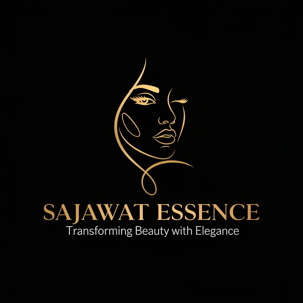 AI Design for Design a premium and modern logo for "Sajawat Essence", a professional makeup artist and beauty educator brand.
Create an elegant feminine logo featuring a minimal line-art female face with flawless makeup details, combined with a sophisticated custom typography wordmark. Focus on beauty, confidence, transformation and elegance.
Luxury metallic gold on matte black background. Clean, aesthetic and memorable design. High-end beauty industry branding, suitable for Instagram reels, profile picture, watermark and business branding.
Brand Name: SAJAWAT ESSENCE
Tagline: Transforming Beauty with Elegance
Minimal luxury, modern beauty brand, professional makeup artist identity, graceful curves, premium typography, fashion-inspired, timeless and sophisticated.
Avoid: butterflies, crowns, heavy ornaments, floral frames, complex monograms, excessive decorative elements.