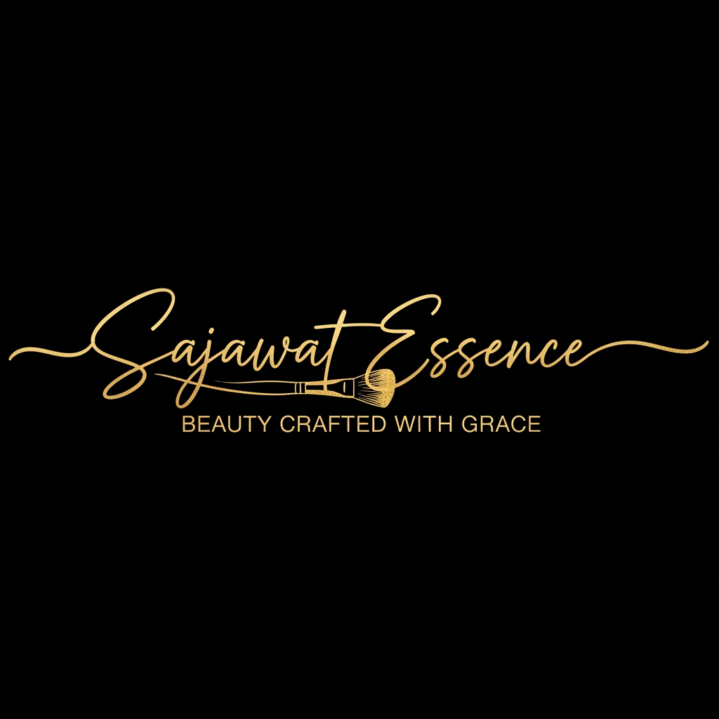 AI Design for Create a luxury signature-style logo for "Sajawat Essence".
Elegant handwritten signature typography as the main logo element. Feminine, classy and modern. Incorporate a subtle makeup brush stroke flowing through the lettering. Premium gold foil effect on black background.
Beauty artist branding, luxury influencer aesthetic, minimal yet memorable, suitable for reel intros, watermark branding and Instagram profile.
Tagline: Beauty Crafted with Grace
High-end, sophisticated, clean composition, fashion and beauty industry style.