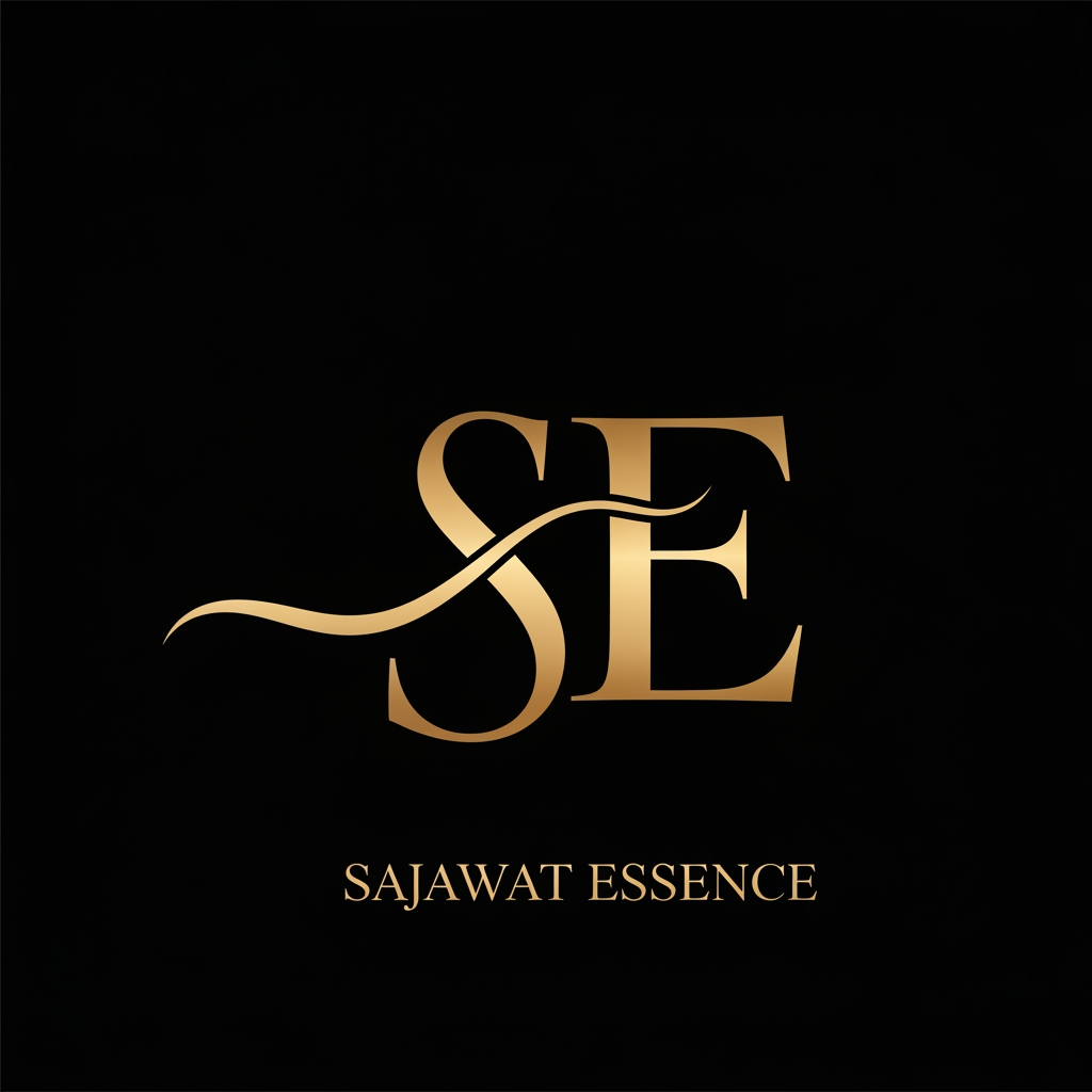 AI Design for Luxury logo for Sajawat Essence, elegant calligraphy letter S flowing into a premium serif letter E, gold metallic finish, minimalist luxury beauty brand, feminine and sophisticated, black background, clean modern monogram, high-end makeup artist branding, premium typography, professional vector logo, simple and elegant, logo only