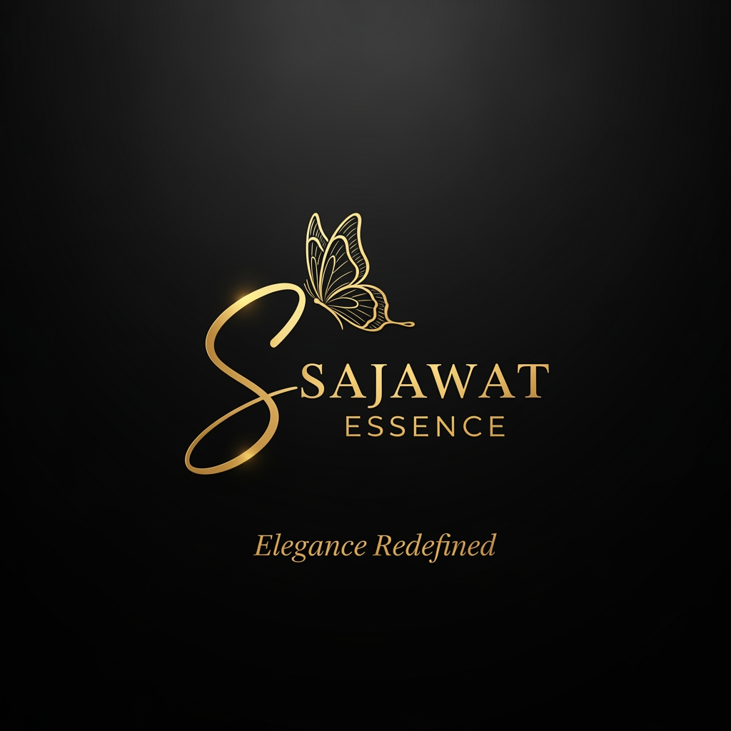 AI Design for Create an ultra-luxury beauty artist logo for "Sajawat Essence" featuring a graceful handwritten signature-style letter "S" seamlessly flowing into elegant luxury typography. Sophisticated feminine aesthetic, premium beauty and makeup artist branding, minimalist yet unforgettable.
Include a delicate luxury butterfly integrated naturally into the design, not oversized, symbolizing beauty, elegance, transformation, and femininity. The butterfly should feel refined, artistic, and high-end.
Premium metallic gold foil finish, soft golden glow, graceful flowing curves, luxury fashion-house quality, exclusive beauty brand identity. Rich matte black background with subtle luxury lighting.
Text: SAJAWAT ESSENCE
Tagline: Elegance Redefined
Inspired by luxury beauty influencers, celebrity makeup artists, premium cosmetics brands, high-fashion aesthetics, timeless elegance, sophisticated feminine branding.
Designed for Instagram profile picture, luxury watermark, reel intro animation, beauty content branding, and premium business identity.
Logo only, clean composition, professional vector style, ultra-premium, aesthetic, classy, feminine, modern luxury, award-winning logo design, no mockup, no business card, no frame, no border.