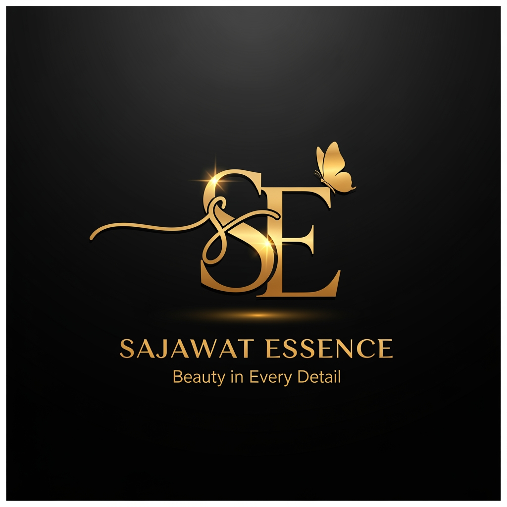 AI Design for Create an elegant luxury logo for "Sajawat Essence" featuring a stylish handwritten calligraphy letter "S" flowing gracefully into a sophisticated serif letter "E". Add a small delicate butterfly sitting on the top corner of the monogram. Premium metallic gold finish with subtle highlights and realistic gold foil effect.
Minimalist beauty brand aesthetic, feminine, luxurious, refined, high-end makeup and beauty industry style. Clean composition, professional branding, black matte background, soft luxury glow, premium typography.
Brand Name: SAJAWAT ESSENCE
Tagline: Beauty in Every Detail
Luxury beauty salon logo, elegant makeup artist branding, modern feminine luxury, vector style, logo only, centered composition, Instagram profile suitable, video watermark suitable, square format (1:1), no mockup, no business card.