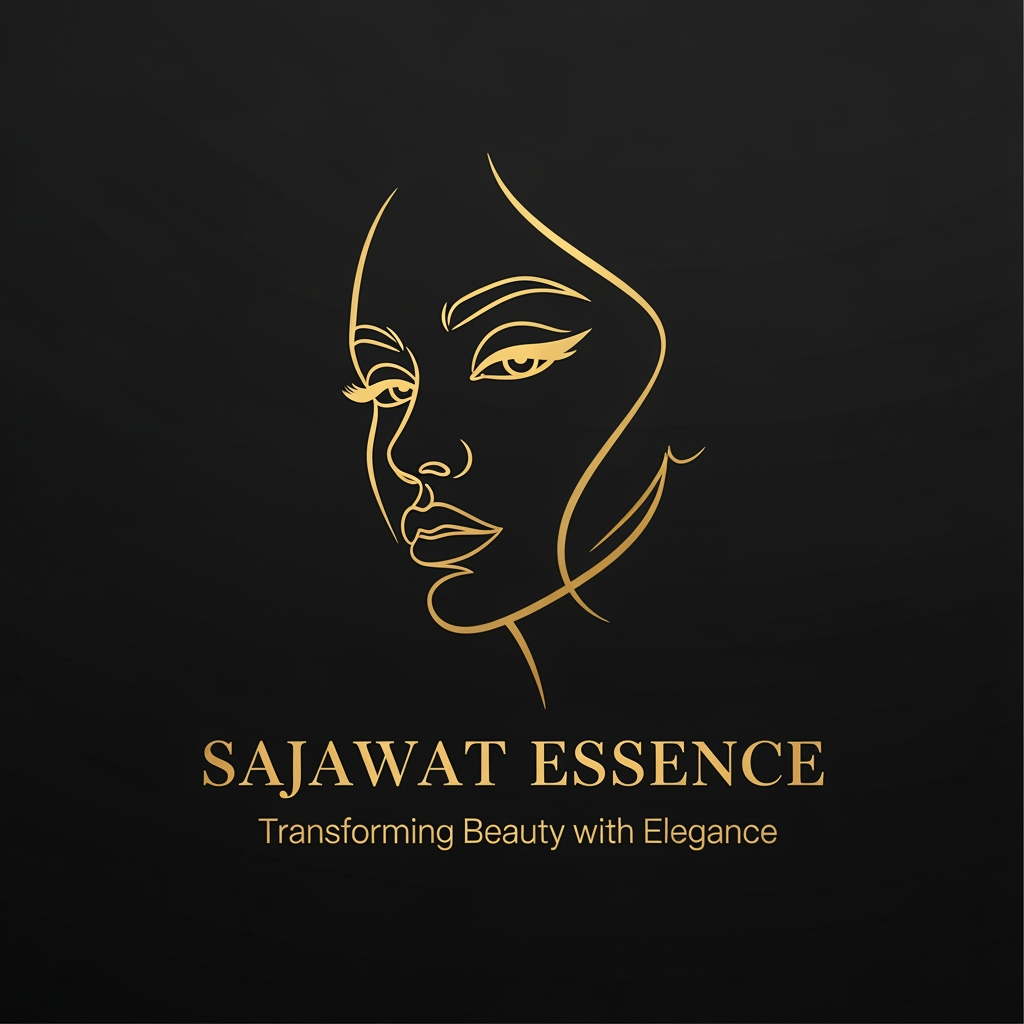 AI Design for Design a premium and modern logo for "Sajawat Essence", a professional makeup artist and beauty educator brand.
Create an elegant feminine logo featuring a minimal line-art female face with flawless makeup details, combined with a sophisticated custom typography wordmark. Focus on beauty, confidence, transformation and elegance.
Luxury metallic gold on matte black background. Clean, aesthetic and memorable design. High-end beauty industry branding, suitable for Instagram reels, profile picture, watermark and business branding.
Brand Name: SAJAWAT ESSENCE
Tagline: Transforming Beauty with Elegance
Minimal luxury, modern beauty brand, professional makeup artist identity, graceful curves, premium typography, fashion-inspired, timeless and sophisticated.
Avoid: butterflies, crowns, heavy ornaments, floral frames, complex monograms, excessive decorative elements.