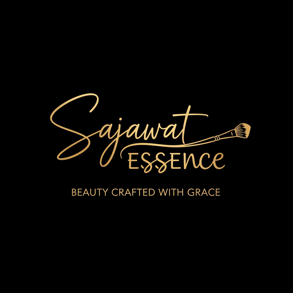 AI Design for Create a luxury signature-style logo for "Sajawat Essence".
Elegant handwritten signature typography as the main logo element. Feminine, classy and modern. Incorporate a subtle makeup brush stroke flowing through the lettering. Premium gold foil effect on black background.
Beauty artist branding, luxury influencer aesthetic, minimal yet memorable, suitable for reel intros, watermark branding and Instagram profile.
Tagline: Beauty Crafted with Grace
High-end, sophisticated, clean composition, fashion and beauty industry style.