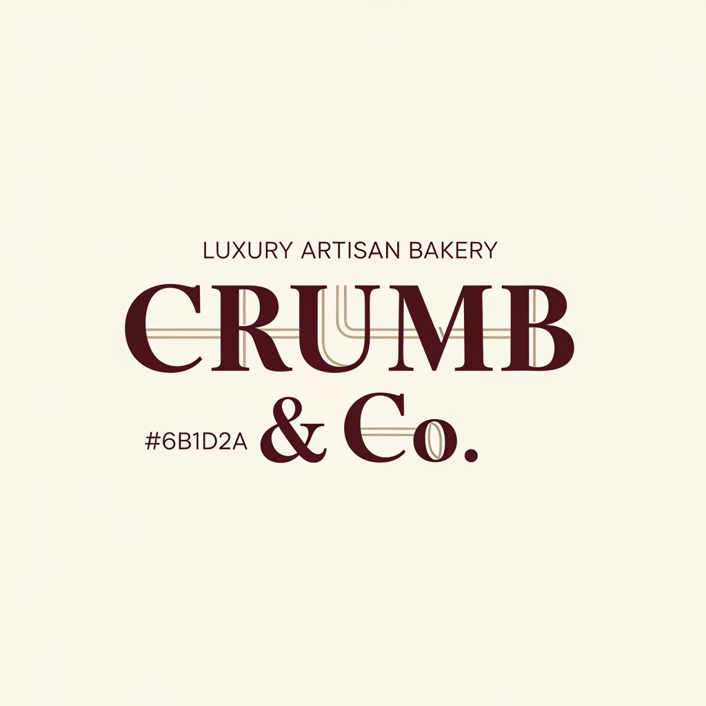 AI Design for Luxury artisan bakery logo, bold wordmark style, brand name "Crumb & Co", elegant bold typography, beige (#F3E6D6) and maroon (#6B1D2A), premium bakery branding, minimal, sophisticated, no cartoon, vector logo, clean background.