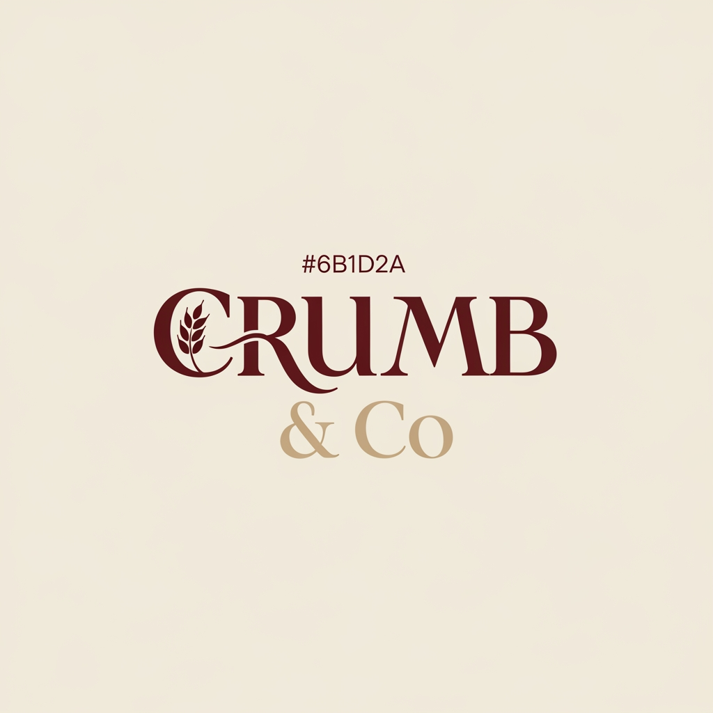AI Design for Luxury artisan bakery logo, bold wordmark style, brand name "Crumb & Co", elegant bold typography, beige (#F3E6D6) and maroon (#6B1D2A), premium bakery branding, minimal, sophisticated, no cartoon, vector logo, clean background.