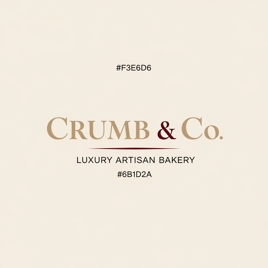 AI Design for Luxury artisan bakery logo, bold wordmark style, brand name "Crumb & Co", elegant bold typography, beige (#F3E6D6) and maroon (#6B1D2A), premium bakery branding, minimal, sophisticated, no cartoon, vector logo, clean background.