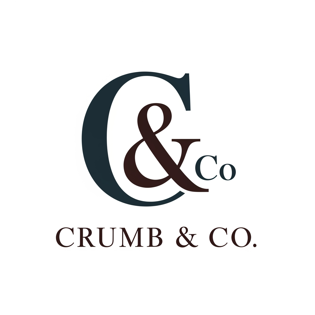AI Design for make a unique monogram logo with 'Crumb & Co' for a luxury bakery shop with a bold font style